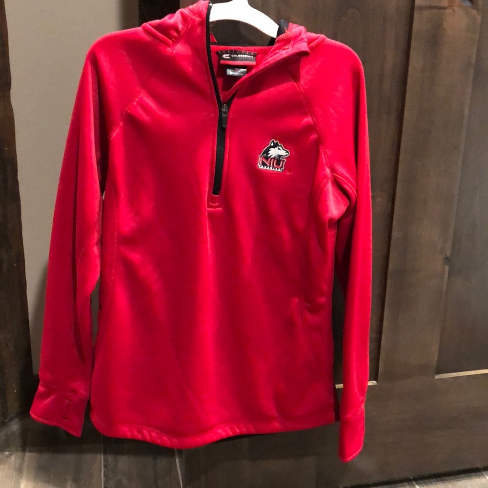 NIU quarter zip with hood